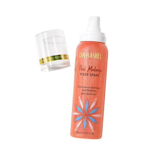 DR.RASHEL Pink Makeup Fixer Spray cu Shimmer – 150 ml