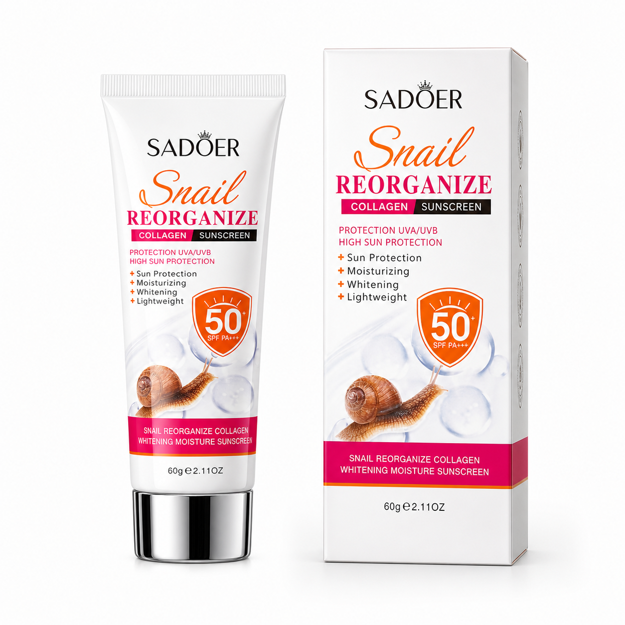 SADOER SNAIL REORGANIZE COLLAGEN SUNSCREEN SPF 50+ 40g