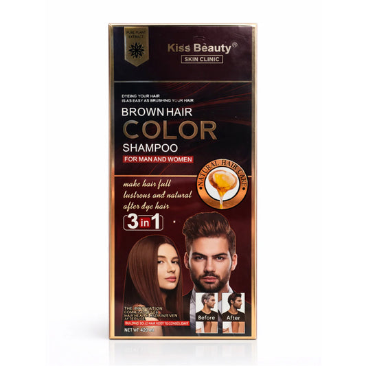 Kiss Beauty Brown Hair Color Shampoo – Șampon Colorant pentru Păr Șaten (3 în 1)